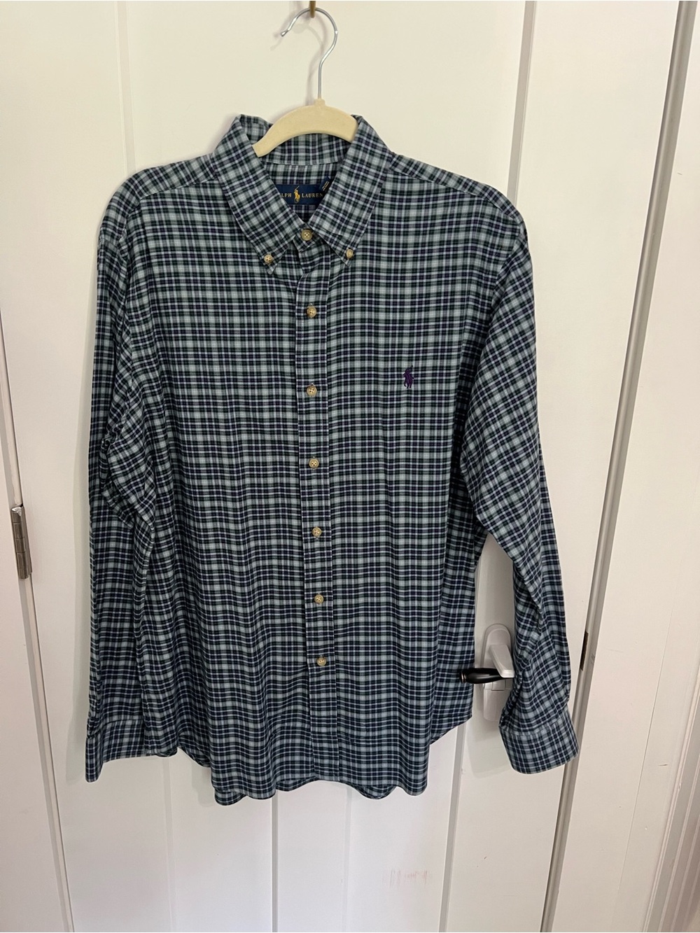 Ralph Lauren Green and Blue Plaid Button-Down Shirt